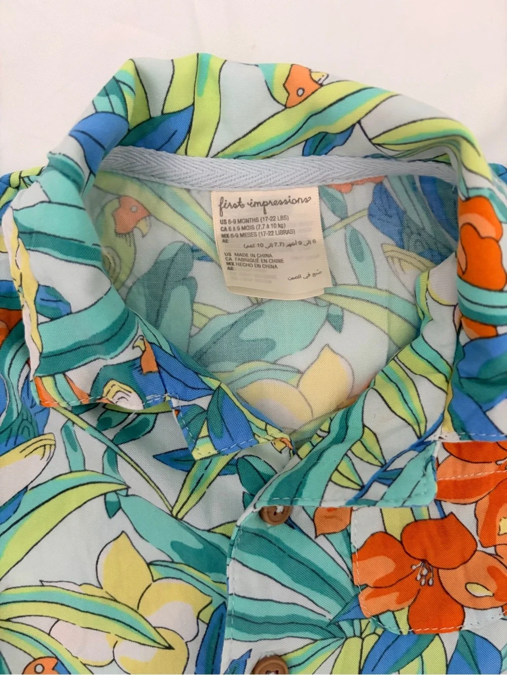 First Impressions Tropical Floral Short Pajama Set - Blue & Orange